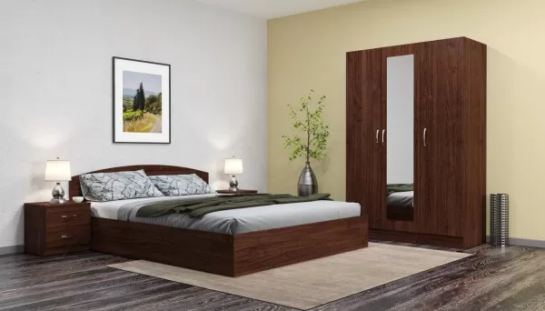 Camera da letto completa 160x200 design moderno effetto legno scuro wenge  CMG39