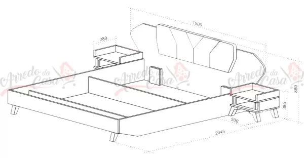 Letto matrimoniale 160x200 nero e castagno LU2