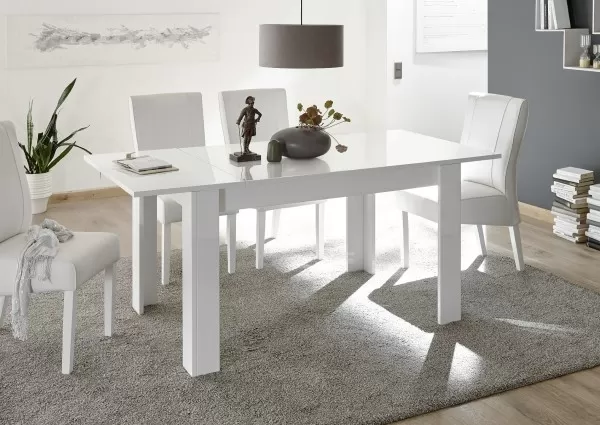 Tavolo da cucina 137x90 allungabile design moderno e lineare bianco lucido  TCL1